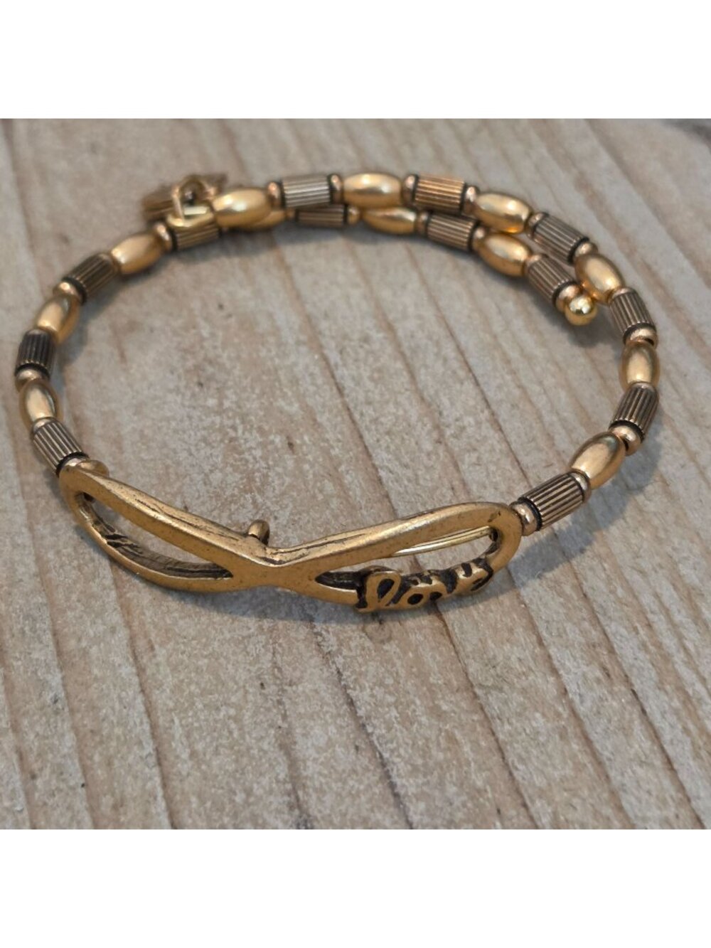 Alex & Ani Gold Tone Infinite LOVE Wrap Adjustable Bangle Bracelet